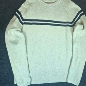 Men's Cream Sweater with Black Stripes